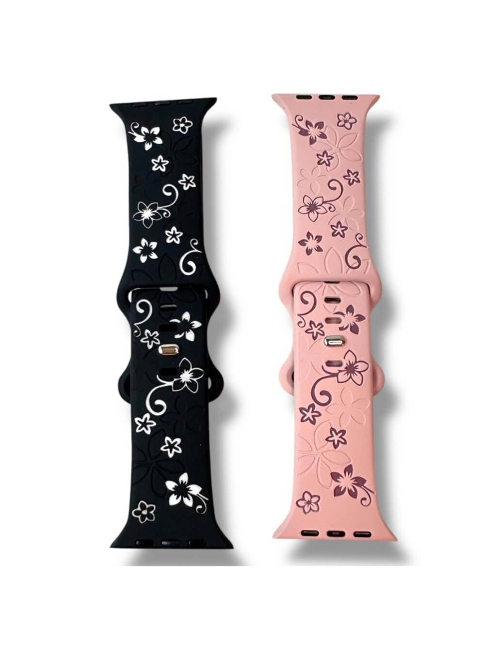 Silicone Watch Bands For Apple 42/44/45/49mm Smartwatches - Solid & Floral Desig